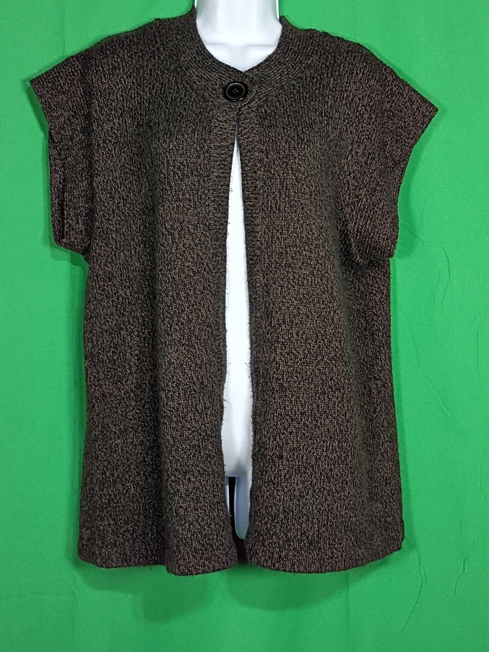 Bobbie Brooks Women's Cardigan Size 2X Knitted Brown Black Single Button
